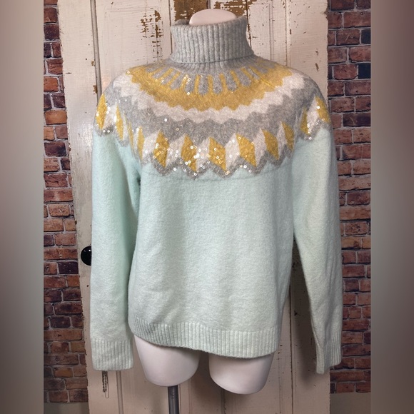 💙NWT! J.Crew Fair Isle Sequins Turtleneck Sweater - Picture 15 of 15